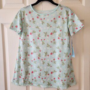 Cat & Jack Girls Strawberry Print Sleep T-Shirt Size S (6/7) Cotton Blend